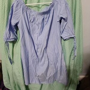 Wrapper Light Blue Off-Shoulder Blouse